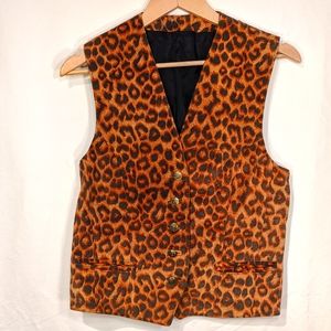 Vintage leather animal print vest